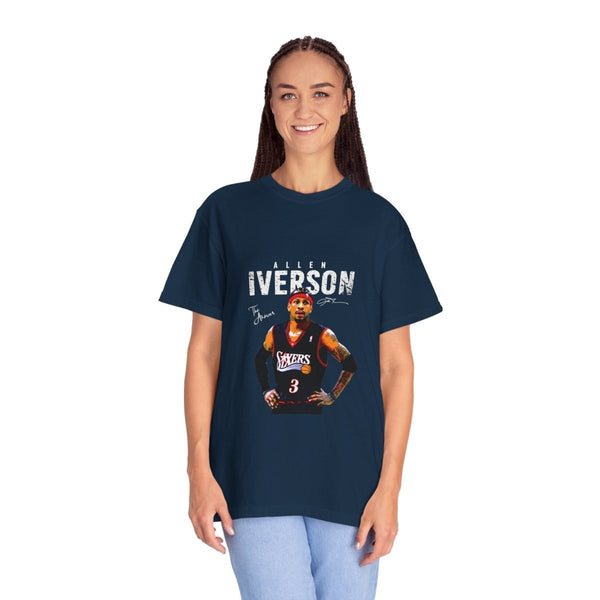 Allen Iverson Unisex Garment - Dyed T-shirt, NBA Basketball Tee - True Navy - S - Allen Iverson Unisex Garment - Dyed T-shirt, NBA Basketball Tee - Tatoo Tee