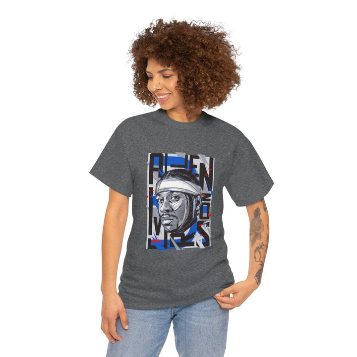 Allen Iverson Unisex Heavy Cotton Tee - Graphite Heather - S - Allen Iverson Unisex Heavy Cotton Tee - Tatoo Tee