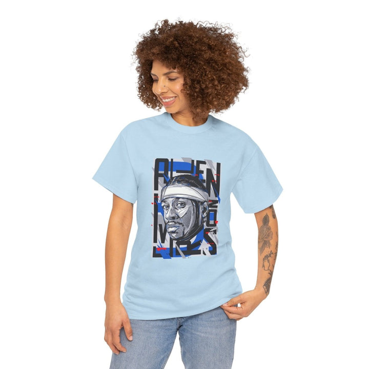 Allen Iverson Unisex Heavy Cotton Tee - Light Blue - S - Allen Iverson Unisex Heavy Cotton Tee - Tatoo Tee