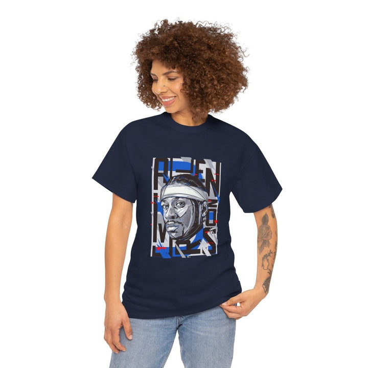 Allen Iverson Unisex Heavy Cotton Tee - Navy - S - Allen Iverson Unisex Heavy Cotton Tee - Tatoo Tee