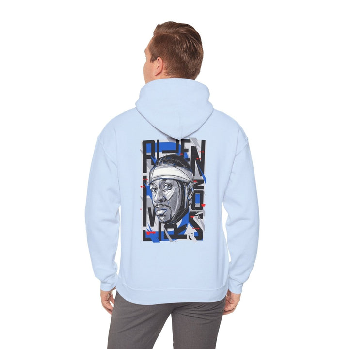 Allen Iverson Unisex Hooded Sweatshirt - Light Blue - S - Allen Iverson Unisex Hooded Sweatshirt - Tatoo Tee