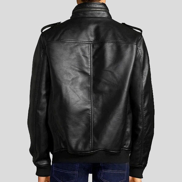 Alpha Leather Bomber Jacket - S - Alpha Leather Bomber Jacket - Tatoo Tee