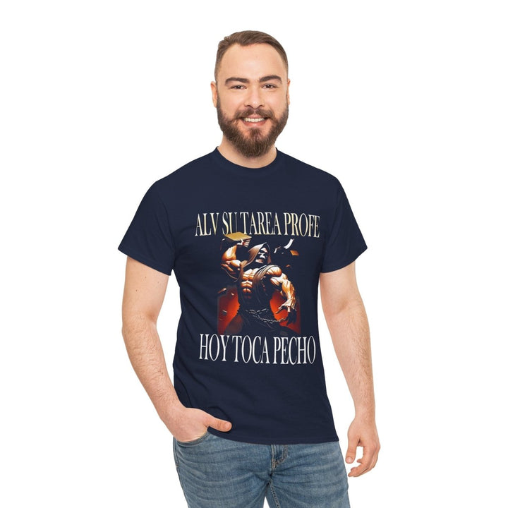 Alv Hoy Toca Pecho GYM Unisex Heavy Cotton Tee - Navy - S - Alv Hoy Toca Pecho GYM Unisex Heavy Cotton Tee - Tatoo Tee