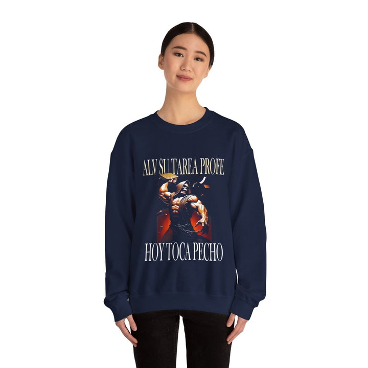 Alv Hoy Toca Pecho GYM Unisex Sweatshirt - S - Navy - Alv Hoy Toca Pecho GYM Unisex Sweatshirt - Tatoo Tee