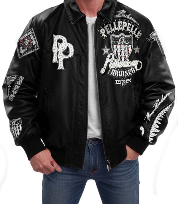 American Bruiser Black Leather Jacket - XXS - American Bruiser Black Leather Jacket - Tatoo Tee