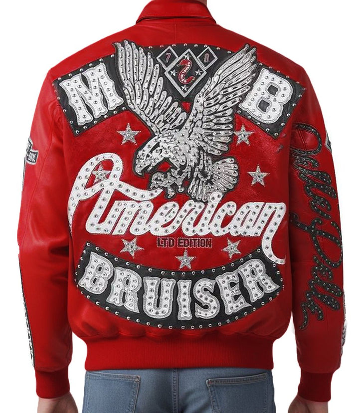 American Bruiser Red Leather Jacket - XXS - American Bruiser Red Leather Jacket - Tatoo Tee