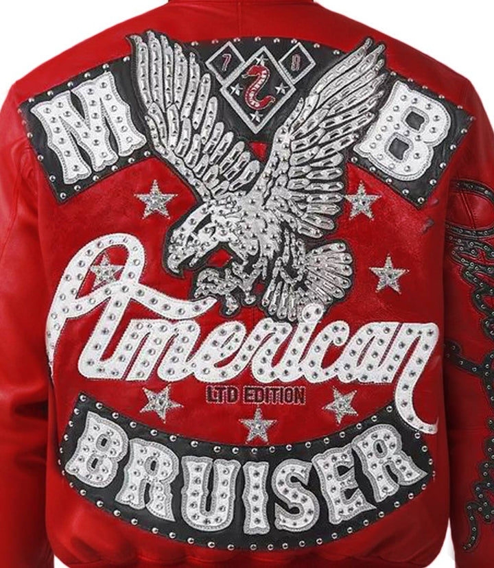 American Bruiser Red Leather Jacket - XXS - American Bruiser Red Leather Jacket - Tatoo Tee