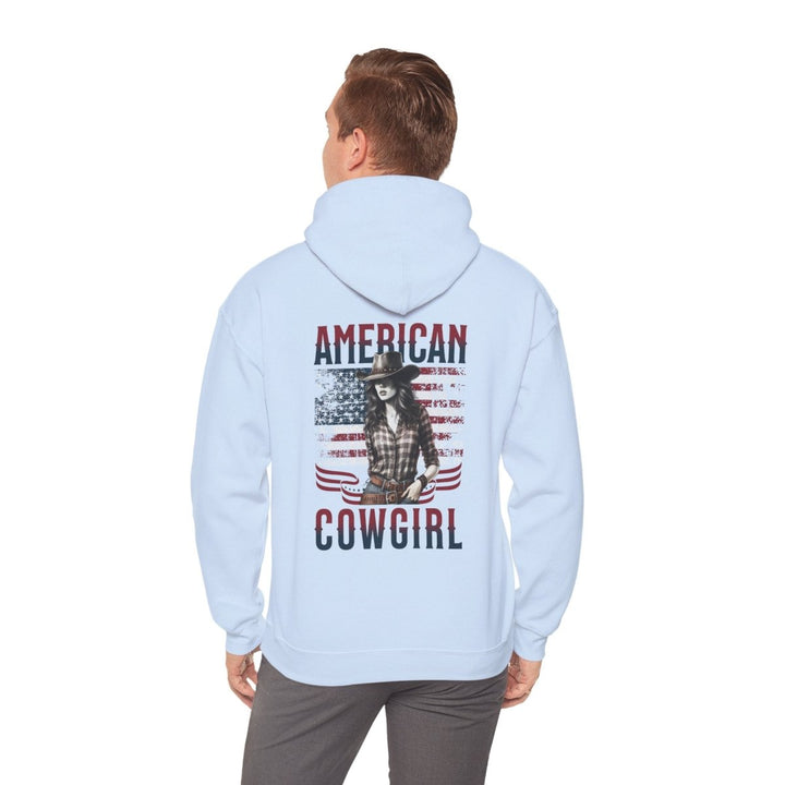 American Cowgirl Hoodie - Unisex Heavy Blend™ Sweatshirt for Country Lovers - Light Blue - S - American Cowgirl Hoodie - Unisex Heavy Blend™ Sweatshirt for Country Lovers - Tatoo Tee
