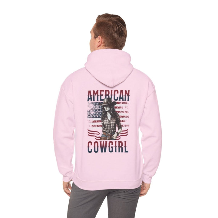 American Cowgirl Hoodie - Unisex Heavy Blend™ Sweatshirt for Country Lovers - Light Pink - S - American Cowgirl Hoodie - Unisex Heavy Blend™ Sweatshirt for Country Lovers - Tatoo Tee
