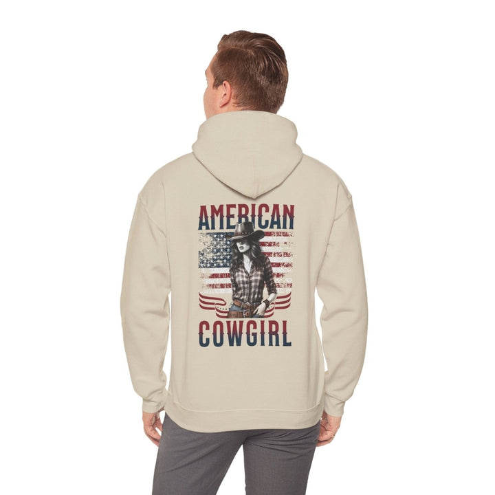American Cowgirl Hoodie - Unisex Heavy Blend™ Sweatshirt for Country Lovers - Sand - S - American Cowgirl Hoodie - Unisex Heavy Blend™ Sweatshirt for Country Lovers - Tatoo Tee