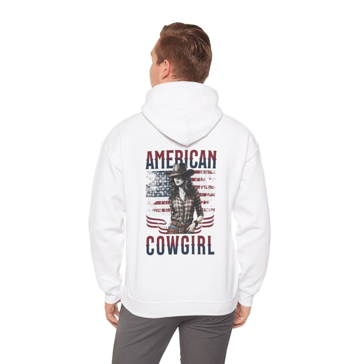 American Cowgirl Hoodie - Unisex Heavy Blend™ Sweatshirt for Country Lovers - White - S - American Cowgirl Hoodie - Unisex Heavy Blend™ Sweatshirt for Country Lovers - Tatoo Tee