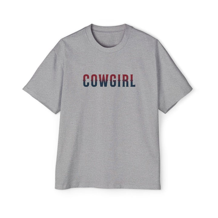 American Cowgirl Oversized Tee - Patriotic Graphic Shirt for Western Fashion Lovers - S - Athletic Heather - American Cowgirl Oversized Tee - Patriotic Graphic Shirt for Western Fashion Lovers - Tatoo Tee
