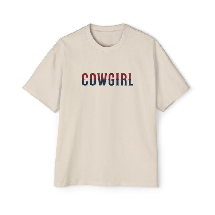 American Cowgirl Oversized Tee - Patriotic Graphic Shirt for Western Fashion Lovers - S - Ecru - American Cowgirl Oversized Tee - Patriotic Graphic Shirt for Western Fashion Lovers - Tatoo Tee
