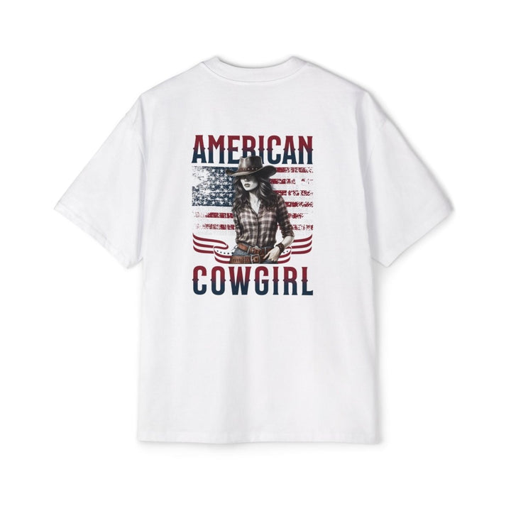 American Cowgirl Oversized Tee - Patriotic Graphic Shirt for Western Fashion Lovers - S - Navy - American Cowgirl Oversized Tee - Patriotic Graphic Shirt for Western Fashion Lovers - Tatoo Tee