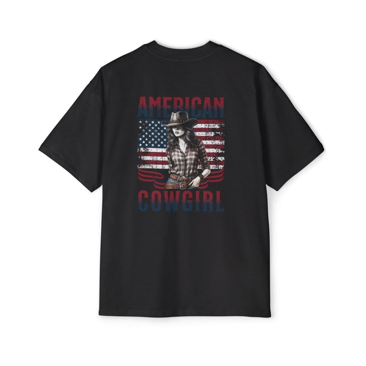 American Cowgirl Oversized Tee - Patriotic Graphic Shirt for Western Fashion Lovers - S - Navy - American Cowgirl Oversized Tee - Patriotic Graphic Shirt for Western Fashion Lovers - Tatoo Tee