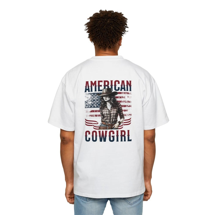 American Cowgirl Oversized Tee - Patriotic Graphic Shirt for Western Fashion Lovers - S - Navy - American Cowgirl Oversized Tee - Patriotic Graphic Shirt for Western Fashion Lovers - Tatoo Tee