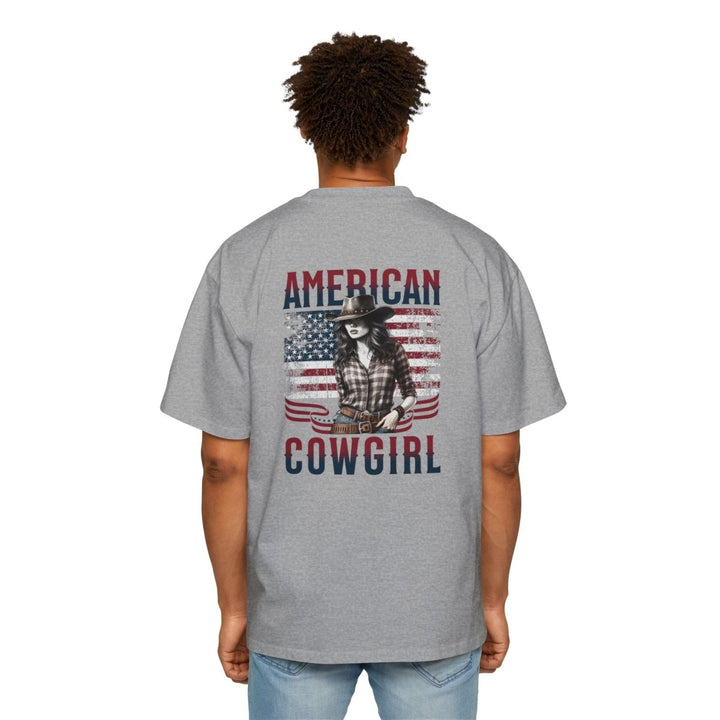 American Cowgirl Oversized Tee - Patriotic Graphic Shirt for Western Fashion Lovers - S - Navy - American Cowgirl Oversized Tee - Patriotic Graphic Shirt for Western Fashion Lovers - Tatoo Tee