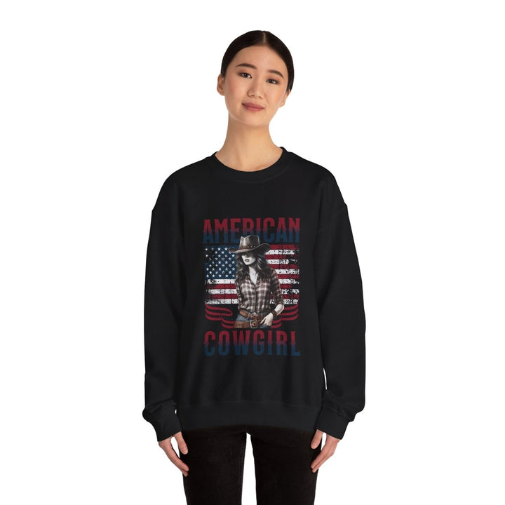American Cowgirl Sweatshirt - Unisex Heavy Blend™ Crewneck - S - Black - American Cowgirl Sweatshirt - Unisex Heavy Blend™ Crewneck - Tatoo Tee