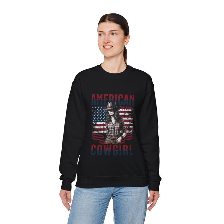 American Cowgirl Sweatshirt - Unisex Heavy Blend™ Crewneck - S - Heliconia - American Cowgirl Sweatshirt - Unisex Heavy Blend™ Crewneck - Tatoo Tee