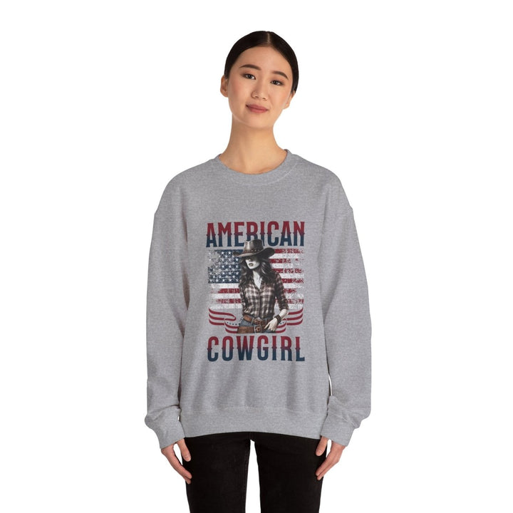American Cowgirl Sweatshirt - Unisex Heavy Blend™ Crewneck - S - Sport Grey - American Cowgirl Sweatshirt - Unisex Heavy Blend™ Crewneck - Tatoo Tee