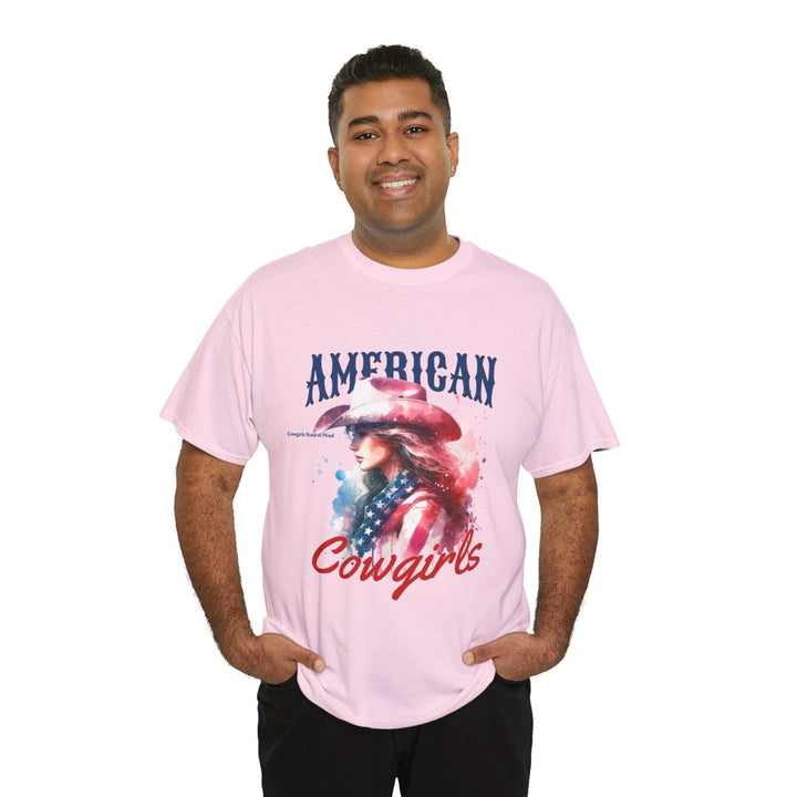 American Cowgirls Graphic Unisex Heavy Cotton Tee - Light Pink - S - American Cowgirls Graphic Unisex Heavy Cotton Tee - Tatoo Tee