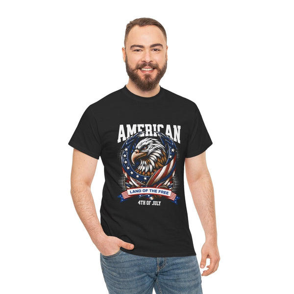 American Eagle Independence Day Unisex Heavy Cotton Tee - Black - S - American Eagle Independence Day Unisex Heavy Cotton Tee - Tatoo Tee