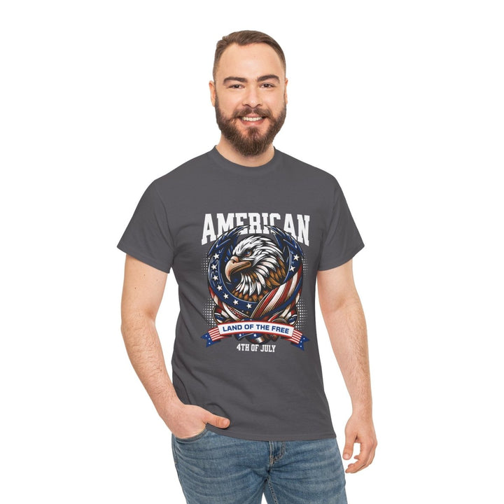 American Eagle Independence Day Unisex Heavy Cotton Tee - Charcoal - S - American Eagle Independence Day Unisex Heavy Cotton Tee - Tatoo Tee
