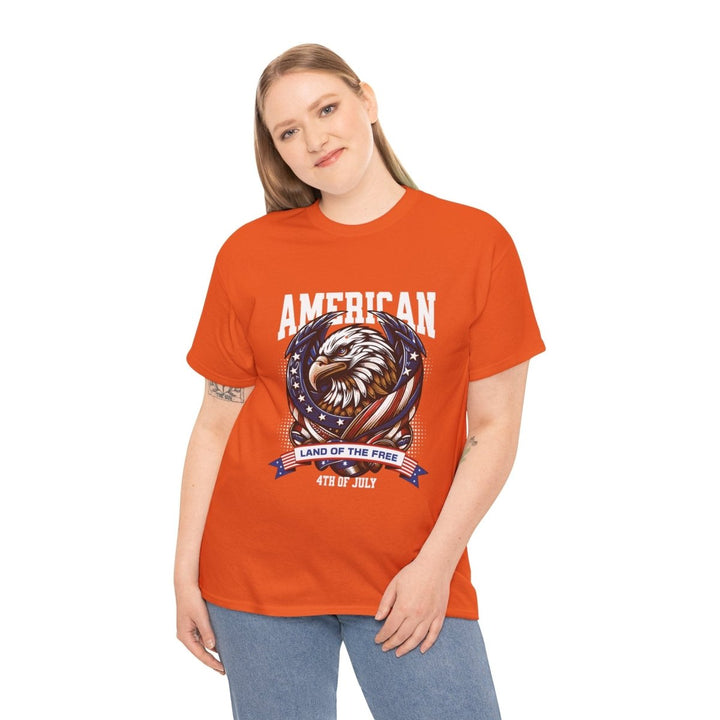 American Eagle Independence Day Unisex Heavy Cotton Tee - Heliconia - S - American Eagle Independence Day Unisex Heavy Cotton Tee - Tatoo Tee