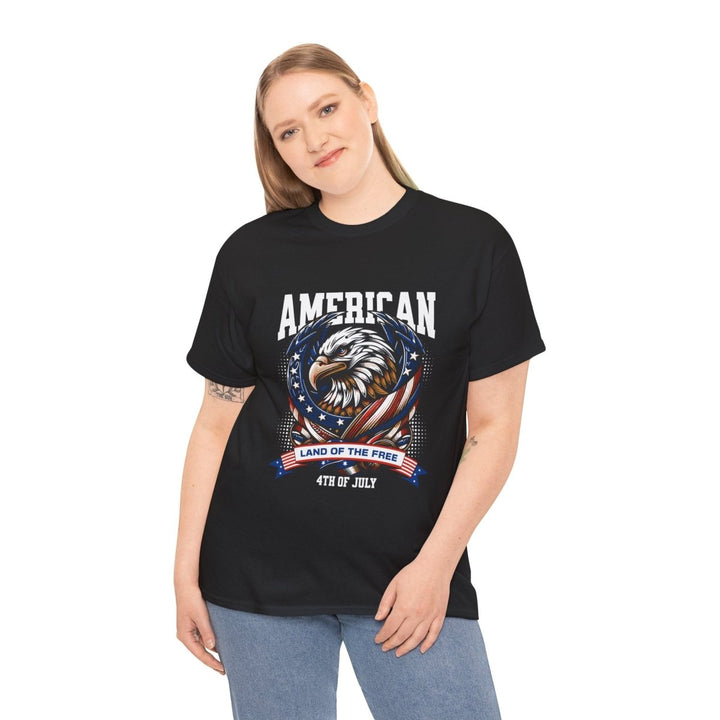 American Eagle Independence Day Unisex Heavy Cotton Tee - Heliconia - S - American Eagle Independence Day Unisex Heavy Cotton Tee - Tatoo Tee