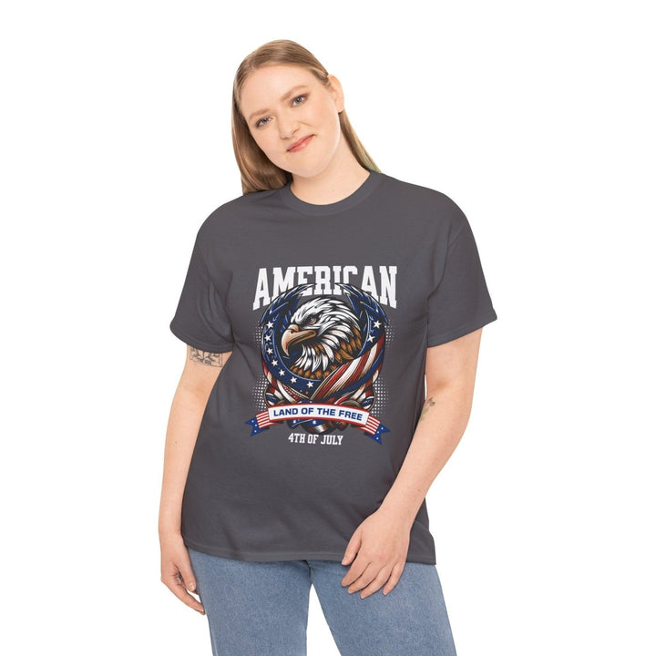 American Eagle Independence Day Unisex Heavy Cotton Tee - Heliconia - S - American Eagle Independence Day Unisex Heavy Cotton Tee - Tatoo Tee