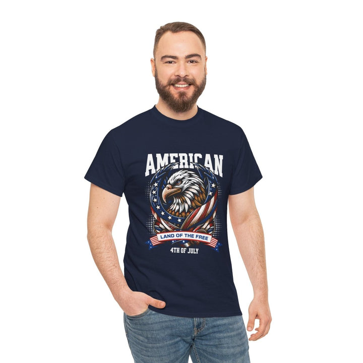 American Eagle Independence Day Unisex Heavy Cotton Tee - Navy - S - American Eagle Independence Day Unisex Heavy Cotton Tee - Tatoo Tee