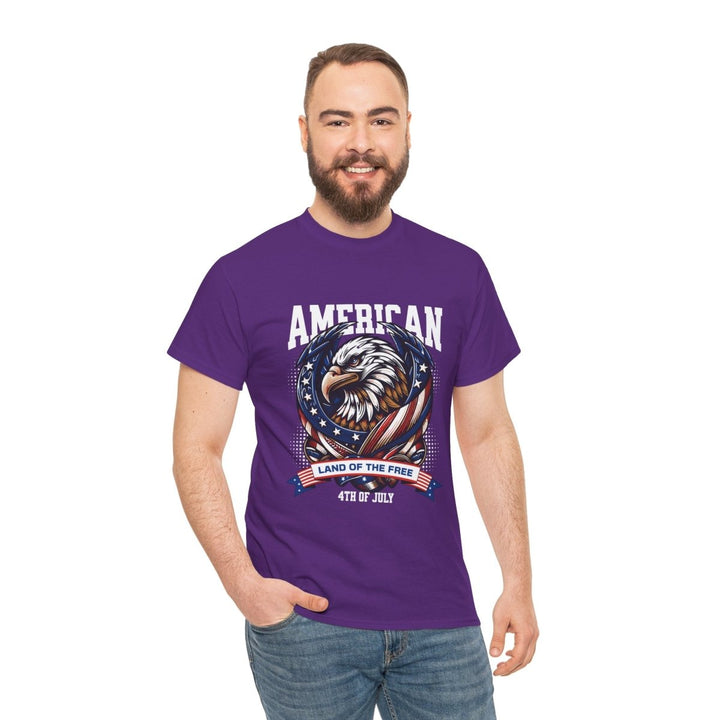 American Eagle Independence Day Unisex Heavy Cotton Tee - Purple - S - American Eagle Independence Day Unisex Heavy Cotton Tee - Tatoo Tee