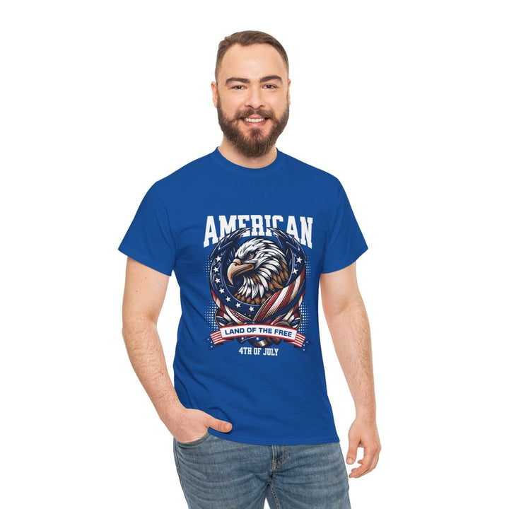 American Eagle Independence Day Unisex Heavy Cotton Tee - Royal - S - American Eagle Independence Day Unisex Heavy Cotton Tee - Tatoo Tee