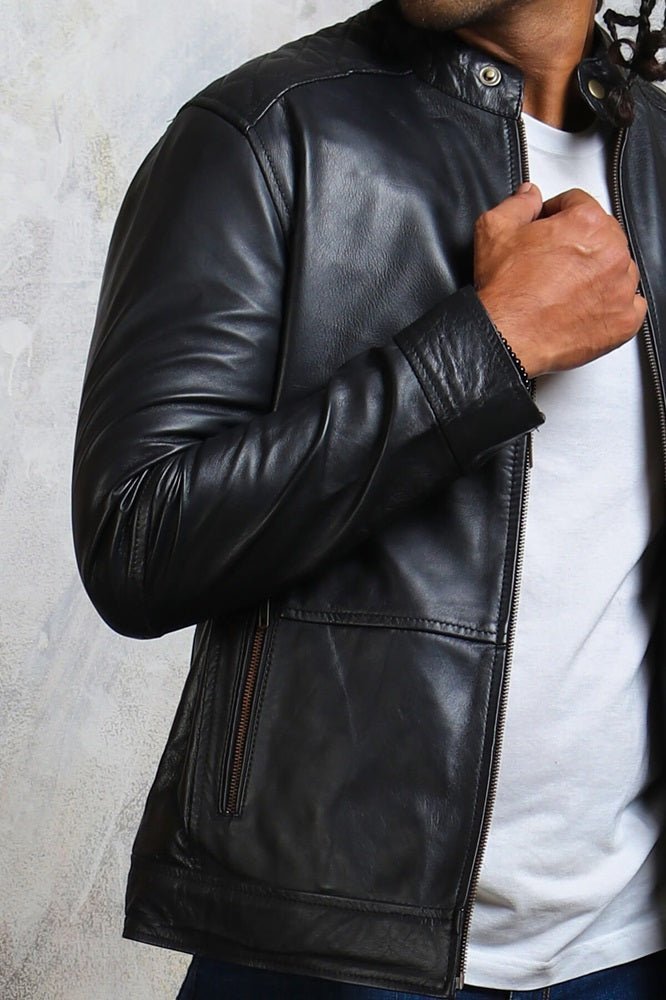 American Flag Skull Leather Jacket for Men - X - Small - Black - American Flag Skull Leather Jacket for Men - Tatoo Tee