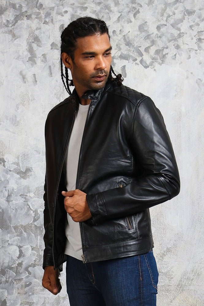 American Flag Skull Leather Jacket for Men - X - Small - Black - American Flag Skull Leather Jacket for Men - Tatoo Tee