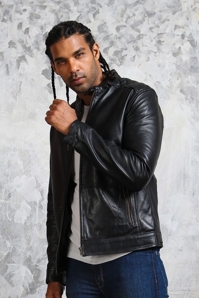 American Flag Skull Leather Jacket for Men - X - Small - Black - American Flag Skull Leather Jacket for Men - Tatoo Tee