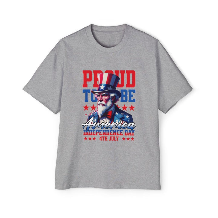 American Independence Day Men's Heavy Oversized Tee - S - Athletic Heather - American Independence Day Men's Heavy Oversized Tee - Tatoo Tee