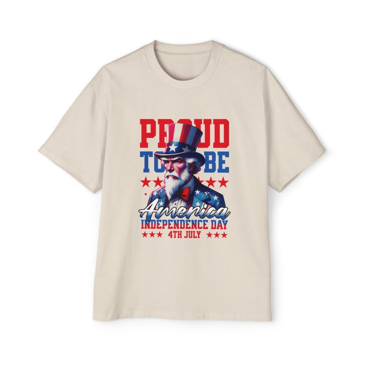 American Independence Day Men's Heavy Oversized Tee - S - Ecru - American Independence Day Men's Heavy Oversized Tee - Tatoo Tee
