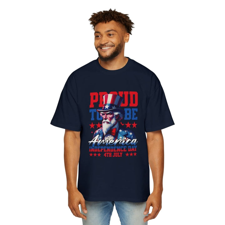 American Independence Day Men's Heavy Oversized Tee - S - Midnight Blue - American Independence Day Men's Heavy Oversized Tee - Tatoo Tee