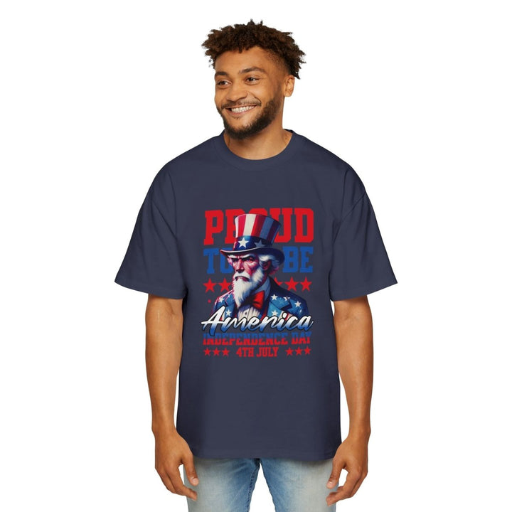 American Independence Day Men's Heavy Oversized Tee - S - Midnight Blue - American Independence Day Men's Heavy Oversized Tee - Tatoo Tee