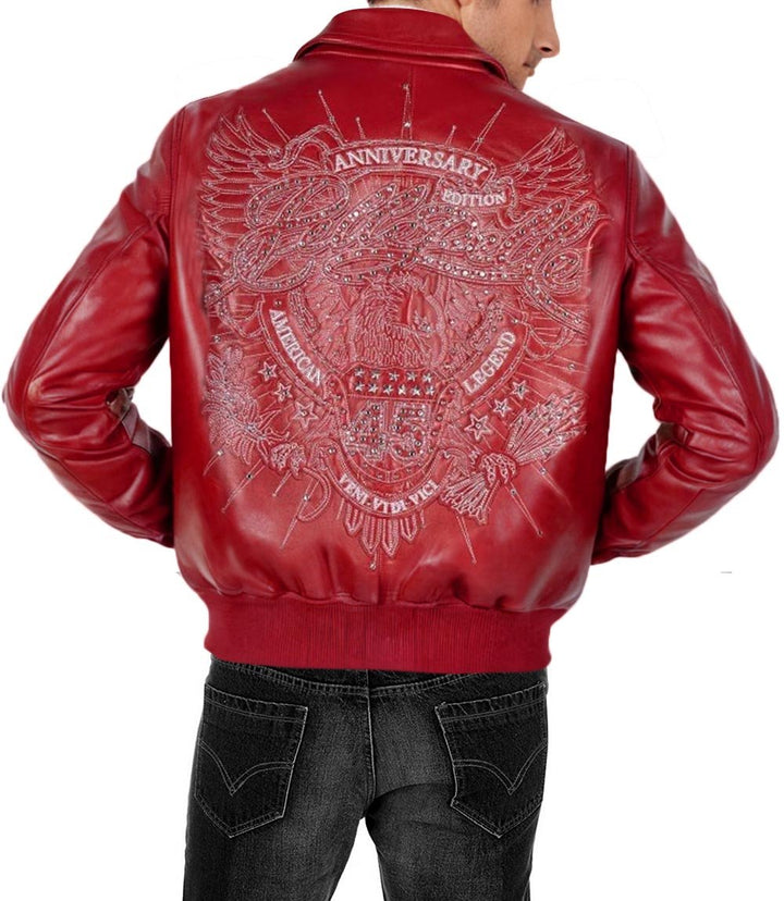 American Legend Red Leather Jacket - XXS - American Legend Red Leather Jacket - Tatoo Tee