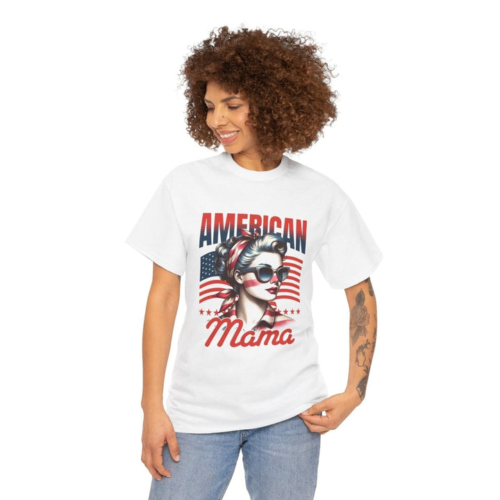 American Mama Graphic Tee - Unisex Heavy Cotton T-Shirt - White - S - American Mama Graphic Tee - Unisex Heavy Cotton T-Shirt - Tatoo Tee