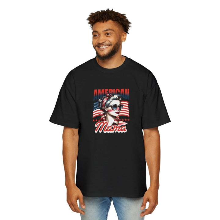 American Mama Oversized Tee - Vintage Patriotic Graphic Shirt - S - Black - American Mama Oversized Tee - Vintage Patriotic Graphic Shirt - Tatoo Tee