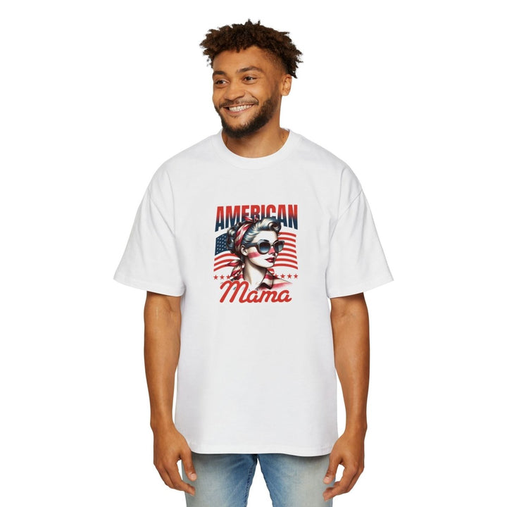 American Mama Oversized Tee - Vintage Patriotic Graphic Shirt - S - White - American Mama Oversized Tee - Vintage Patriotic Graphic Shirt - Tatoo Tee