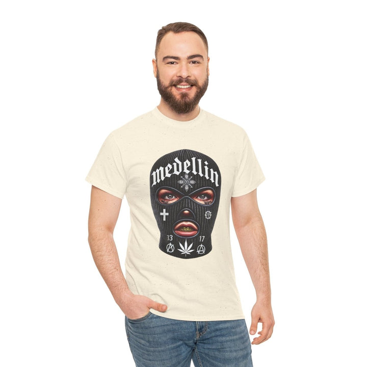 Anarchy Ski Mask Girl Unisex Heavy Cotton Tee - Light Pink - S - Anarchy Ski Mask Girl Unisex Heavy Cotton Tee - Tatoo Tee