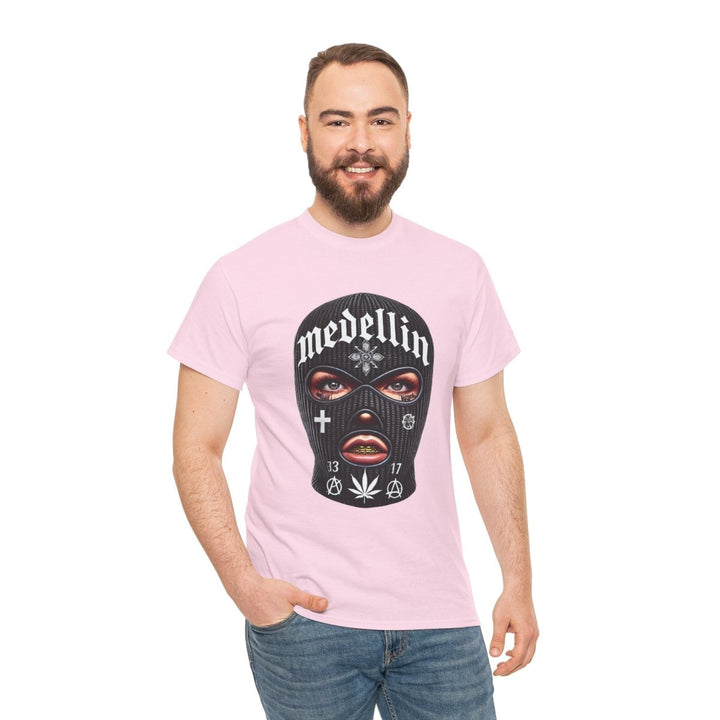 Anarchy Ski Mask Girl Unisex Heavy Cotton Tee - Light Pink - S - Anarchy Ski Mask Girl Unisex Heavy Cotton Tee - Tatoo Tee