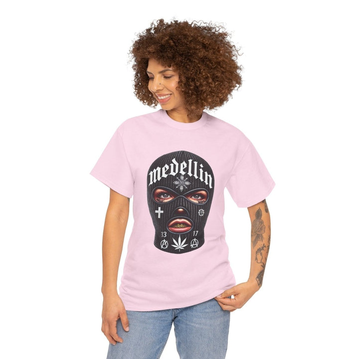 Anarchy Ski Mask Girl Unisex Heavy Cotton Tee - Light Pink - S - Anarchy Ski Mask Girl Unisex Heavy Cotton Tee - Tatoo Tee