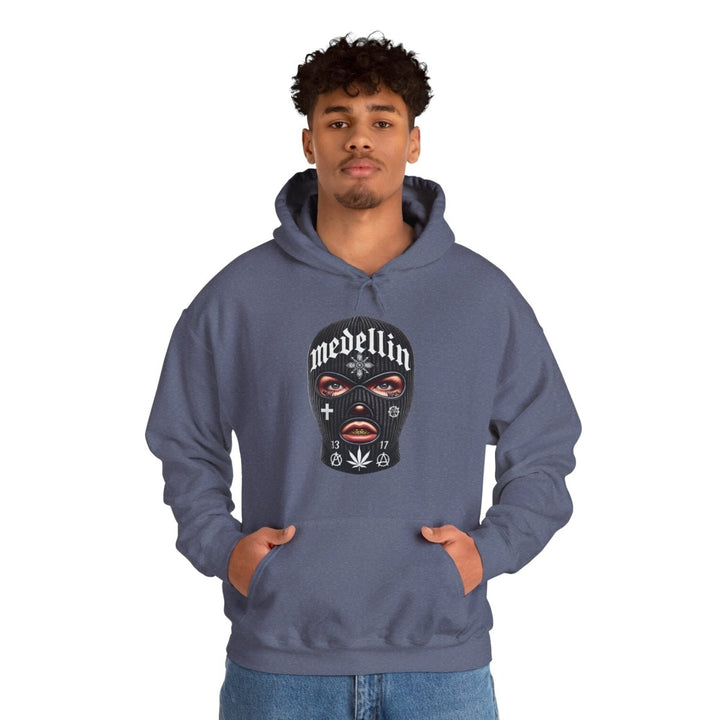 Anarchy Ski Mask Girl Unisex Hoodie - Heather Navy - S - Anarchy Ski Mask Girl Unisex Hoodie - Tatoo Tee
