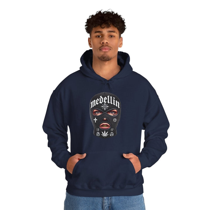 Anarchy Ski Mask Girl Unisex Hoodie - Navy - S - Anarchy Ski Mask Girl Unisex Hoodie - Tatoo Tee