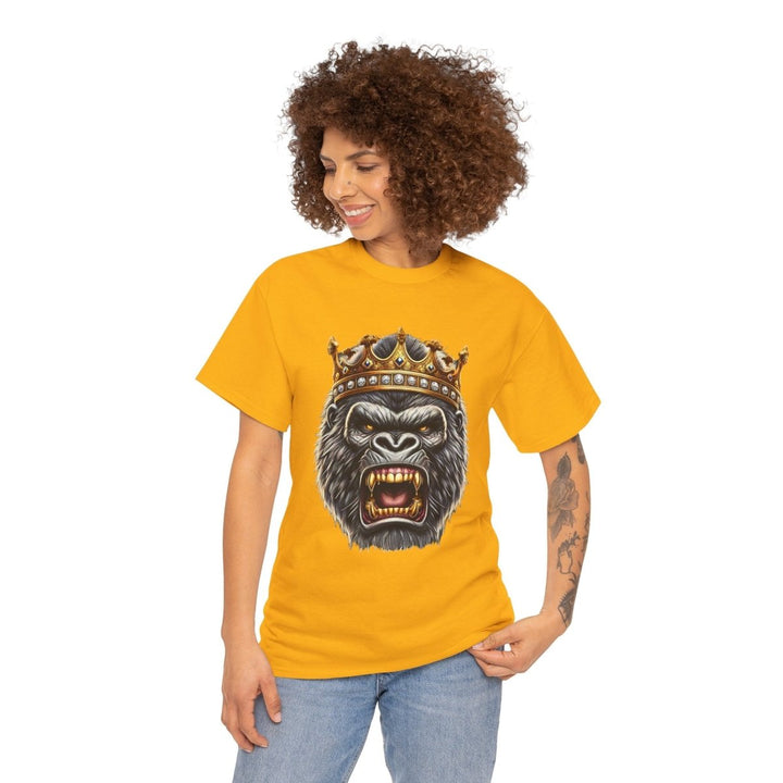 Angry Gorilla King Unisex Heavy Cotton Tee - Gold - S - Angry Gorilla King Unisex Heavy Cotton Tee - Tatoo Tee